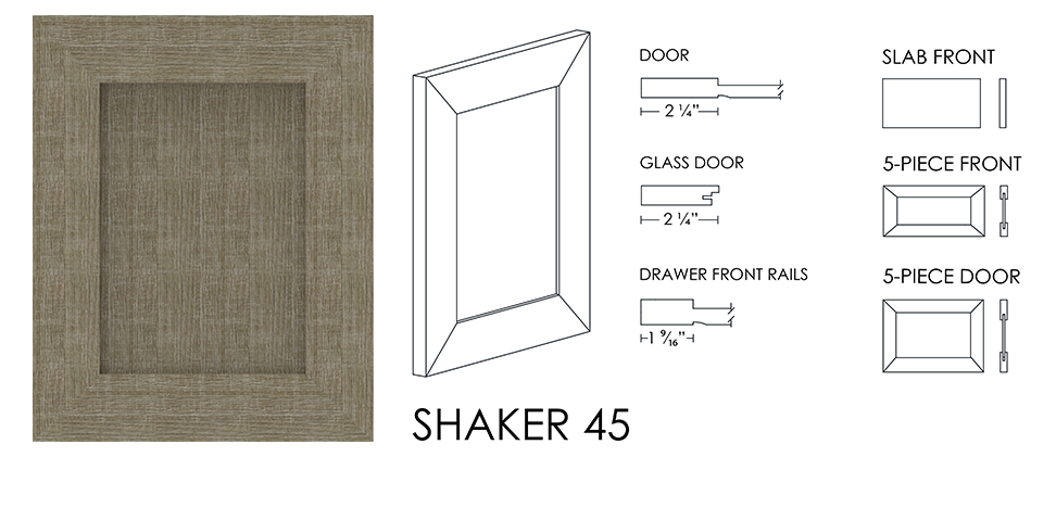 Shaker 45 Door - Vineyard Oak - LN30